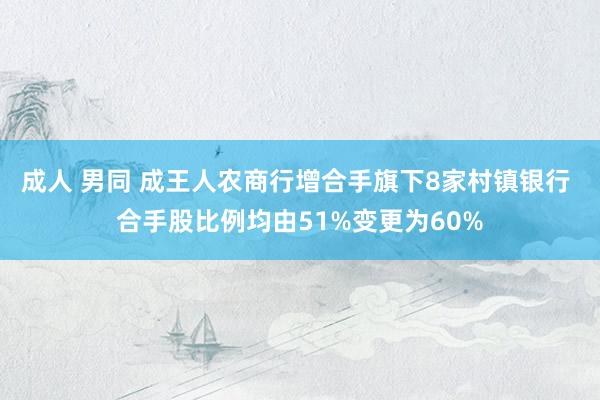 成人 男同 成王人农商行增合手旗下8家村镇银行 合手股比例均由51%变更为60%