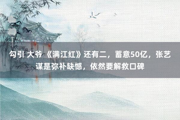 勾引 大爷 《满江红》还有二，蓄意50亿，张艺谋是弥补缺憾，依然要解救口碑