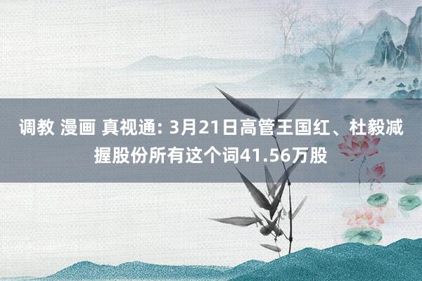 调教 漫画 真视通: 3月21日高管王国红、杜毅减握股份所有这个词41.56万股