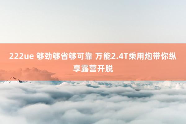 222ue 够劲够省够可靠 万能2.4T乘用炮带你纵享露营开脱