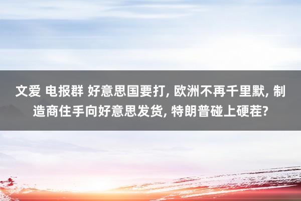 文爱 电报群 好意思国要打, 欧洲不再千里默, 制造商住手向好意思发货, 特朗普碰上硬茬?
