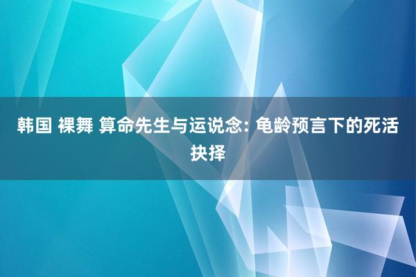 韩国 裸舞 算命先生与运说念: 龟龄预言下的死活抉择